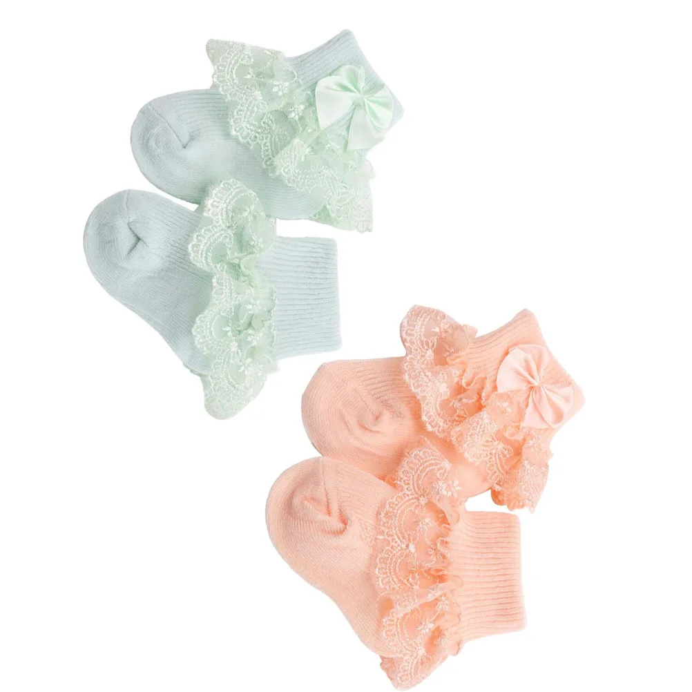 

2pcs For Socks For Baby Elastic Warm Breathable Kids Stockings 1-2 Years Toddler Socks Old Green Orange