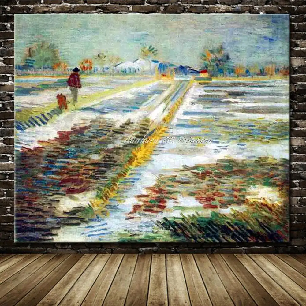 Landscape With Snow Of Vincent Van Gogh Hand Made Famous Oil Painting On Canvas,Wall Art,Picture For Living Room,Home Decoration