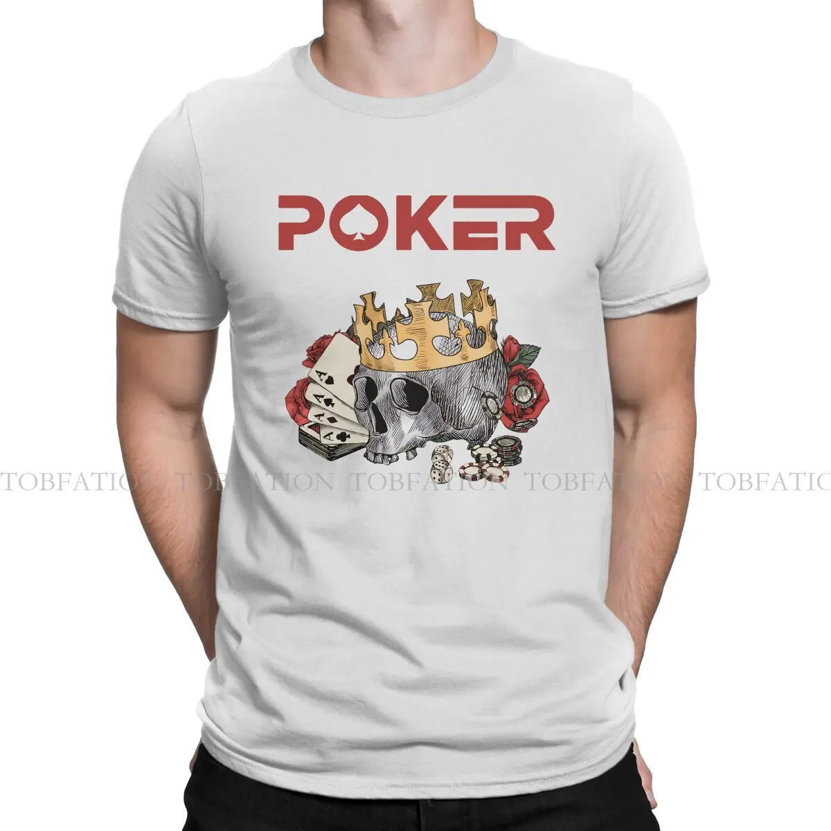 Poker Men's TShirt Skull Poker Distinctive T Shirt 100% Cotton Graphic Streetwear Hipster