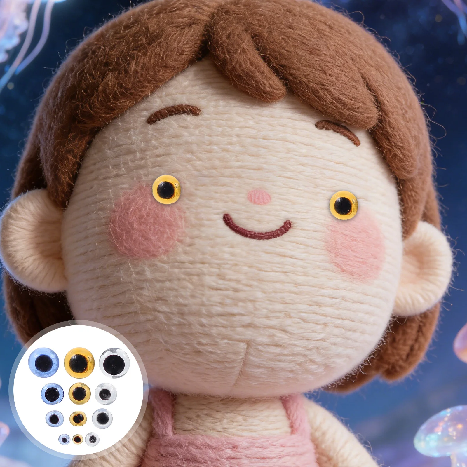 

120pcs Small Glass Craft Eyes 3/5/7/9Mm For Making Needle Felting Stuffed Animal Replacement Crochet Projects Tiny Realistic