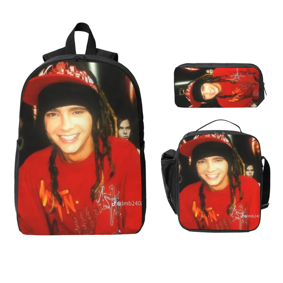 

Tokio Hotel Tom Kaulitz Music Band Backpack Boy Girl BookBag School Bag Laptop Shoulder Bags 3ps Insulated Lunch Bag Pencil Case