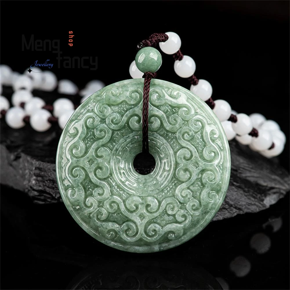 

Natural Jadeite Ruyi Peaceful Clasp Pendant Charms Fashion Men Women Necklace Fine Jewelry Luxury Amulet Mascots Holiday Gifts