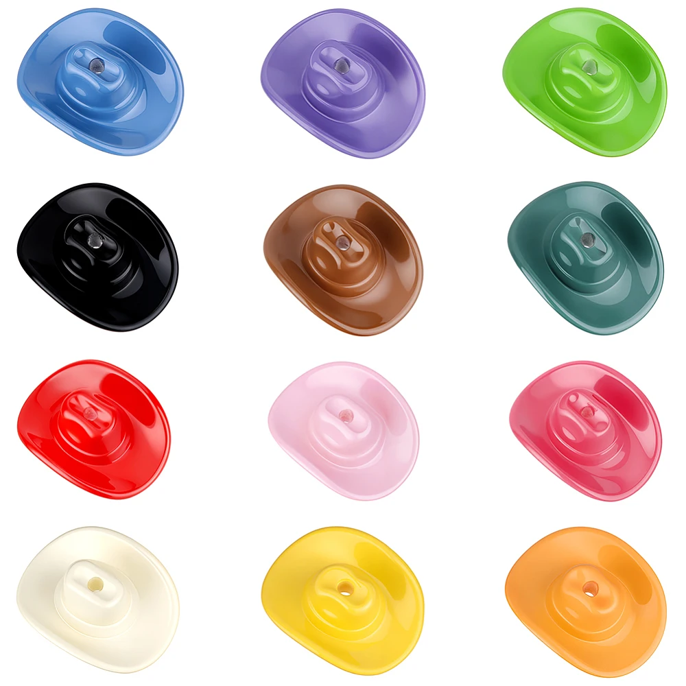 60Pcs Cowboy Hat Beads Mini Acrylic Western Colorful Caps Opaque Old West Cowboys 3D Charms Plastic Hats Tiny Spacer Desert