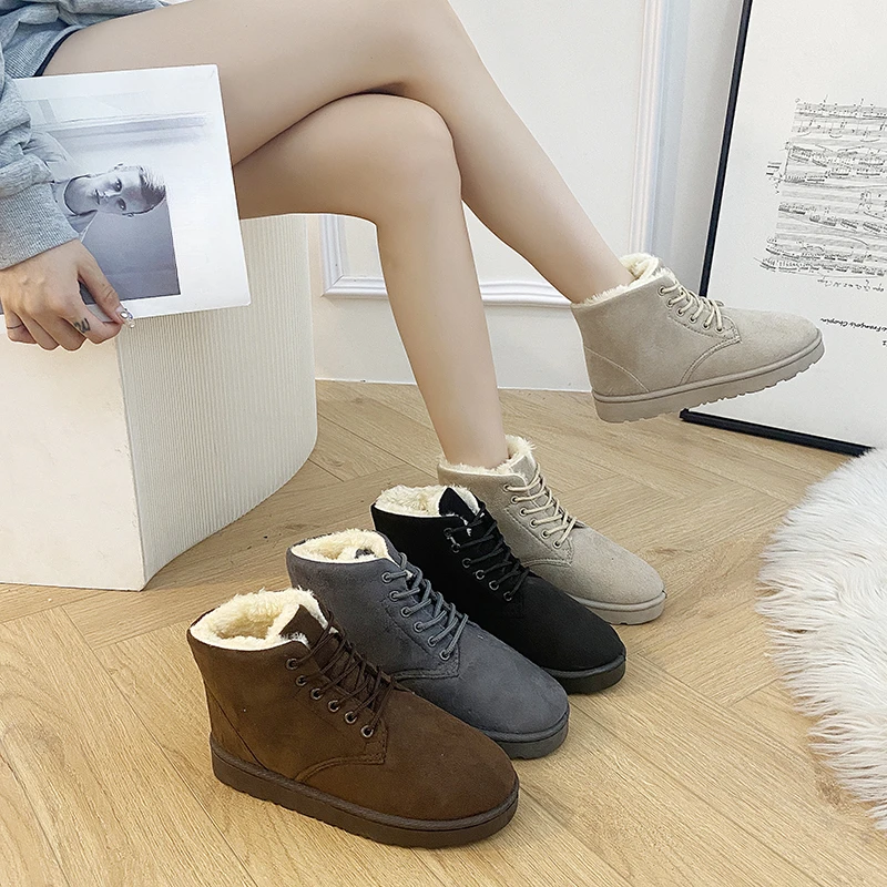 BCEBYL Neue Winter Einfarbig Modische und Bequeme Runde Kappe Casual Plus Samt Warme Anti-slip frauen Stiefel