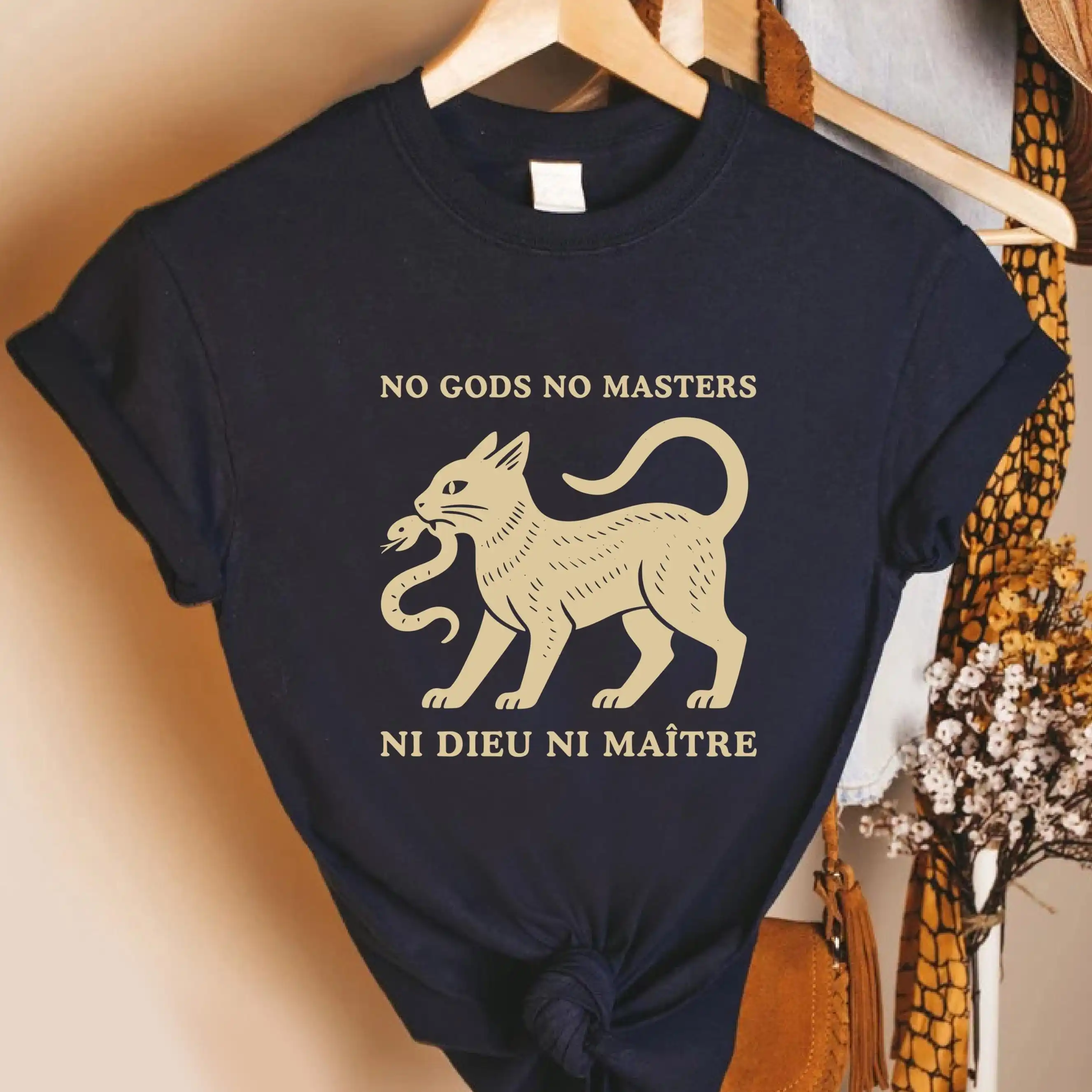 No Gods No Masters Shirt, Anarchist Cat Graphic Tee, Freedom Statement , Political Activism Apparel, Equality Protest Top