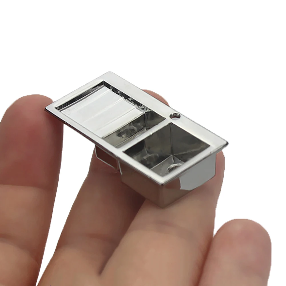 1/12 بيت الدمية مصغرة سبيكة بالوعة المطبخ محاكاة حوض غسيل الفاكهة نموذج للزينة الصغيرة دمية الملحقات ob11