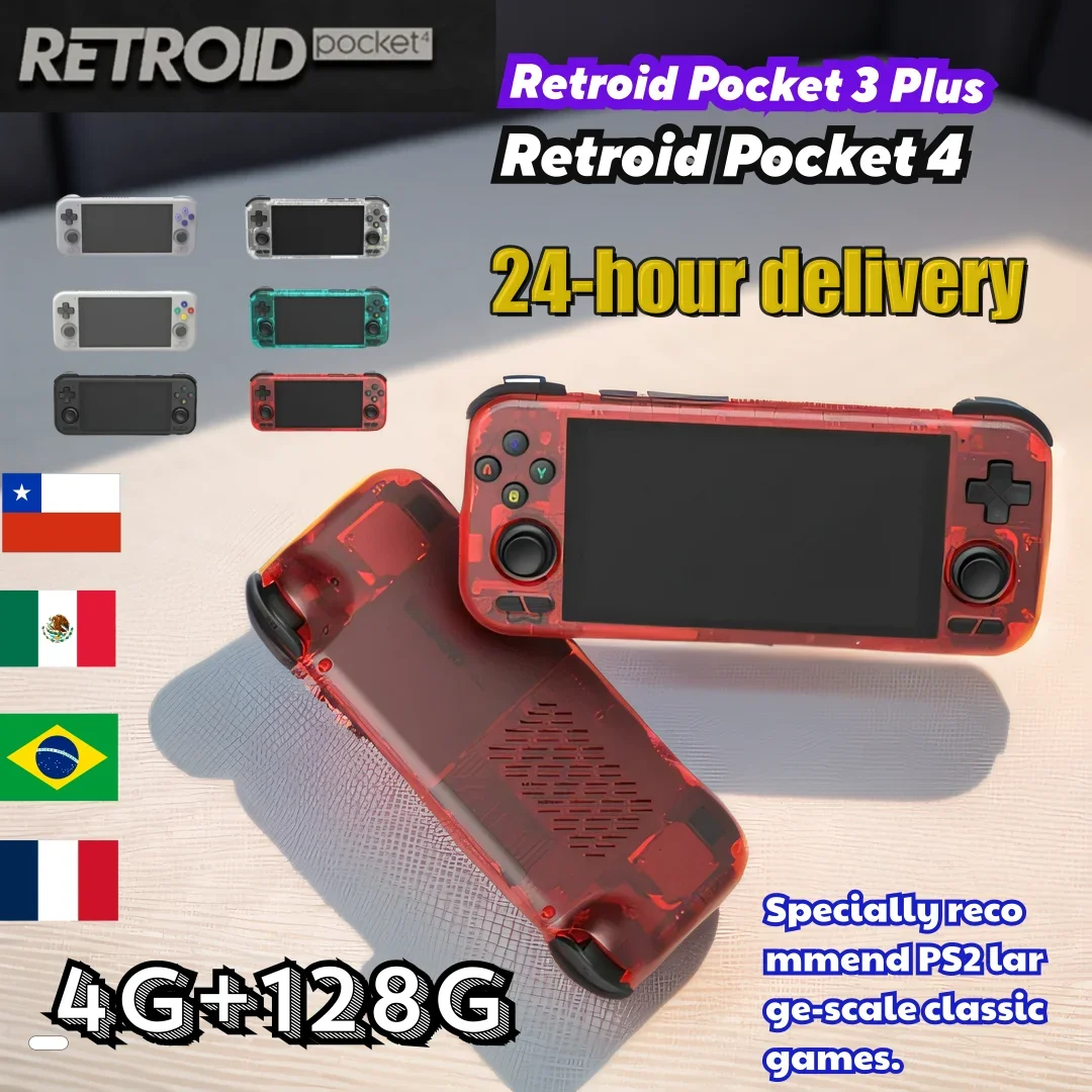 

Retroid Pocket 4 Retroid Pocket 3 Plus Handhelds 4.7 inch video game 4G+128GB RP4 RP3+ Android 13 HD PS2 portable console PSP