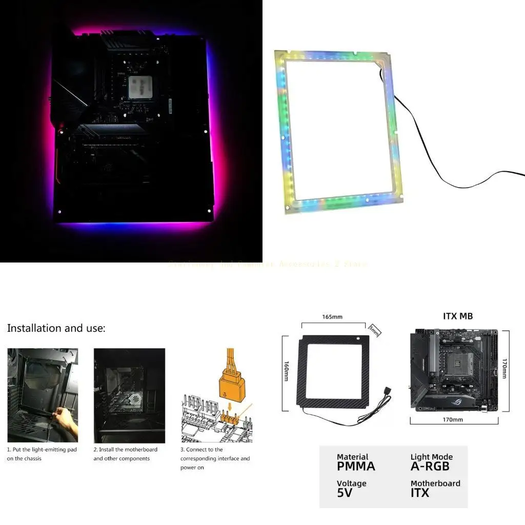 Motherboard -atx ITX MATX RGB Backplate Light-Emitting-Hinterau-Rückstand 5V 3 Pin Argb Argb