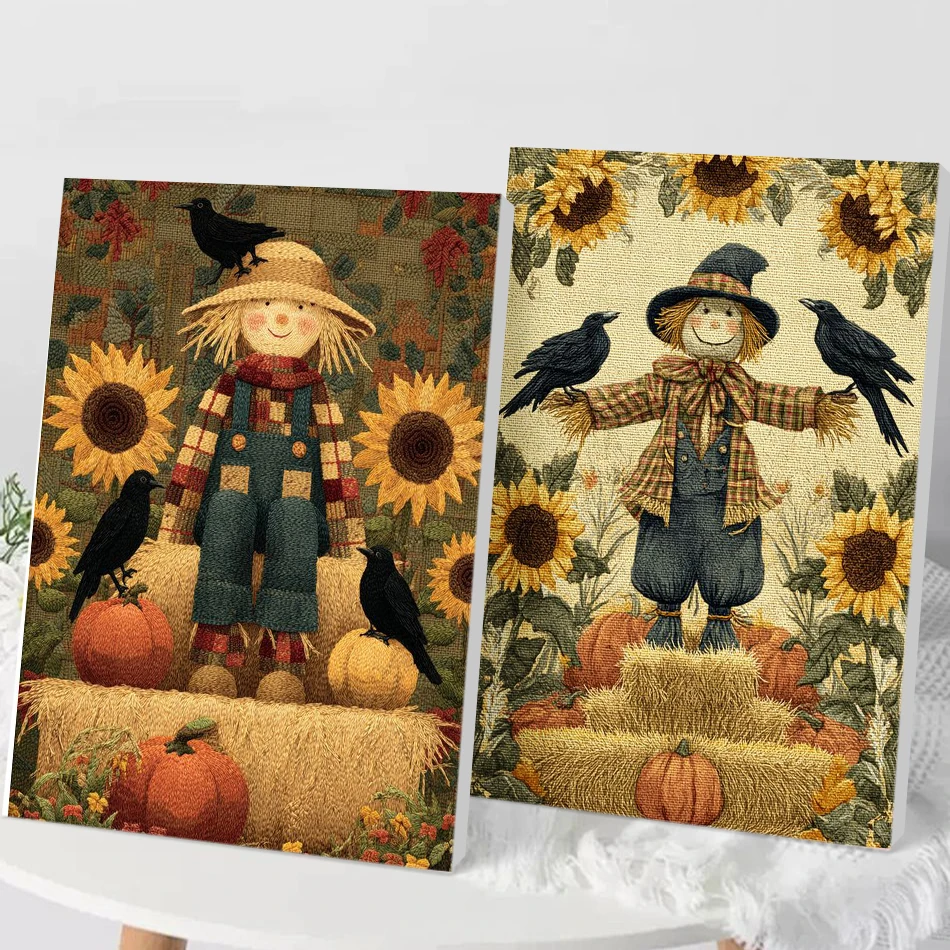 

CHENISTORY Oil Painting By Number Halloween Pumpkin Scarecrow Drawing On Canvas Art Gift DIY Picture By Number Kits Home Decor