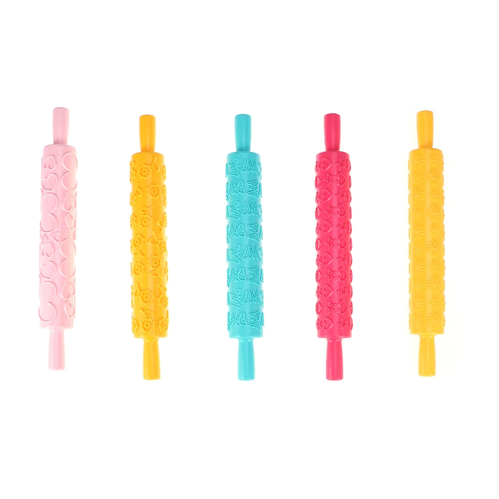

5 PCS Multifunction Embossed Rolling Pin Cake Decorating Appliance Dough Roller
