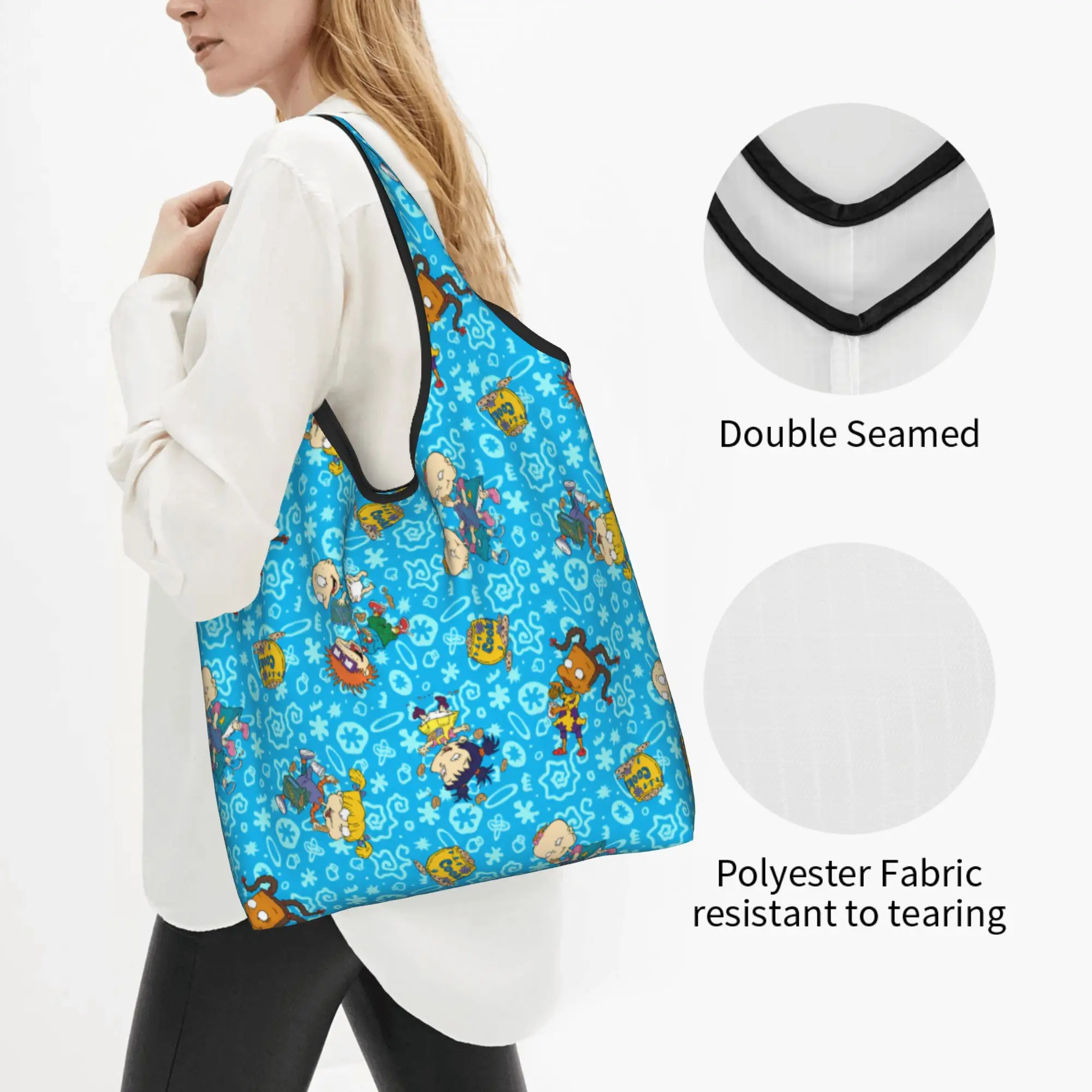 R-Rugrated Anime Comic  Groceries Tote Shopping Bags Women Kawaii Mangas Shopper Shoulder Bags Big Capacity Handbags