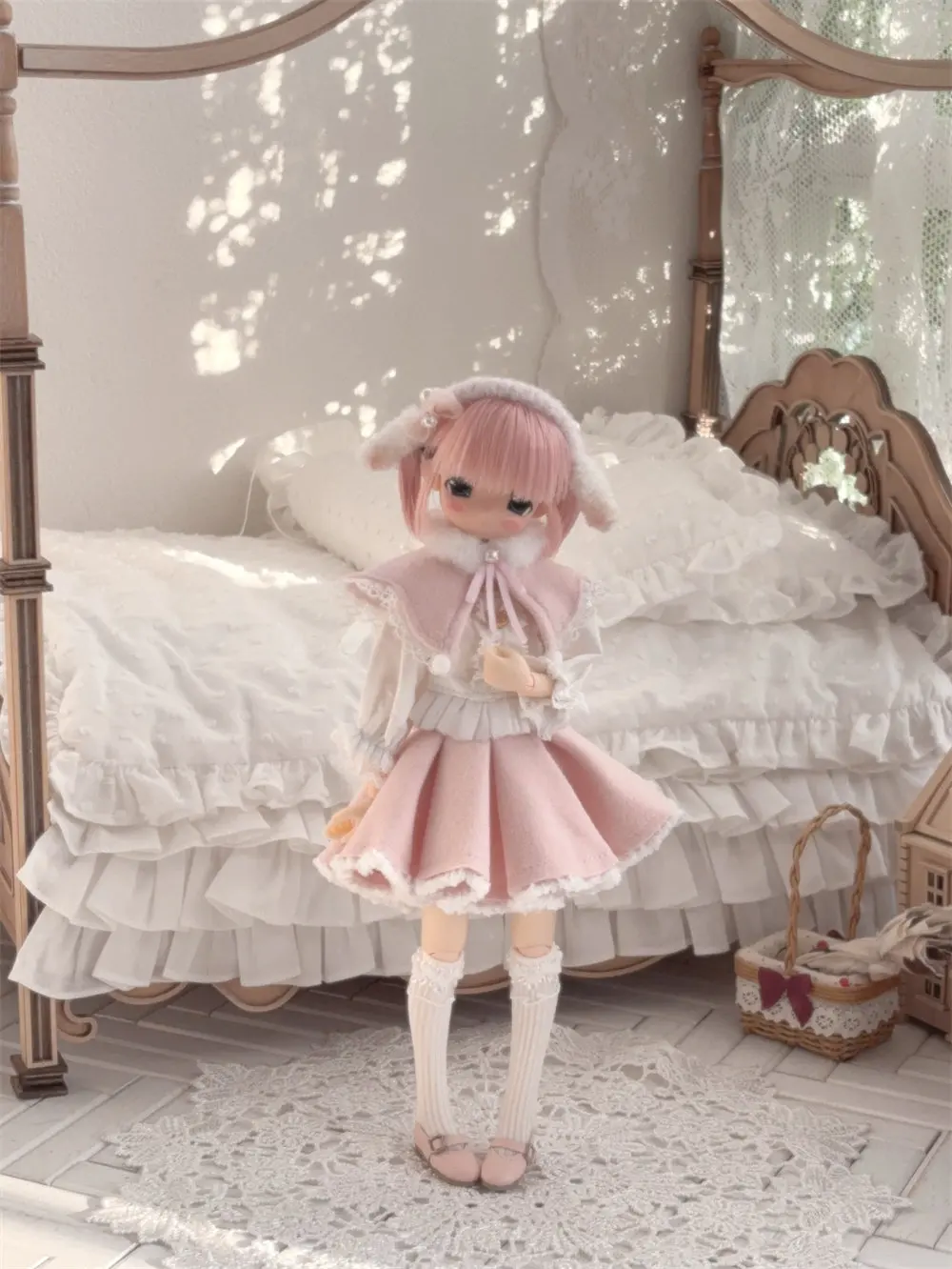 Azone/OB22 Platte zolen Laag uitgesneden Puntige neus Meerkleurig Mat lederen loafers Speelgoed Meisjes Dagelijks Zwart BJD Schoenen Popaccessoires