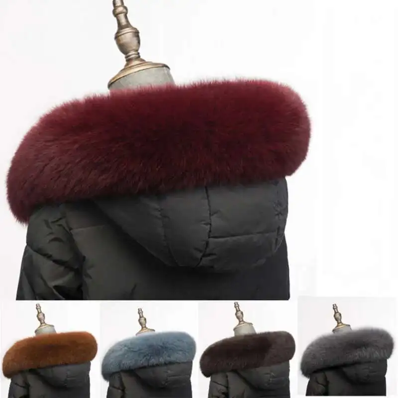 

Fox Fur Collar For Women Coat natural Fur Scarves Down Coat Trim Straight Collar Wrap Female Neck Warm Scarves Furry Fur Shawl