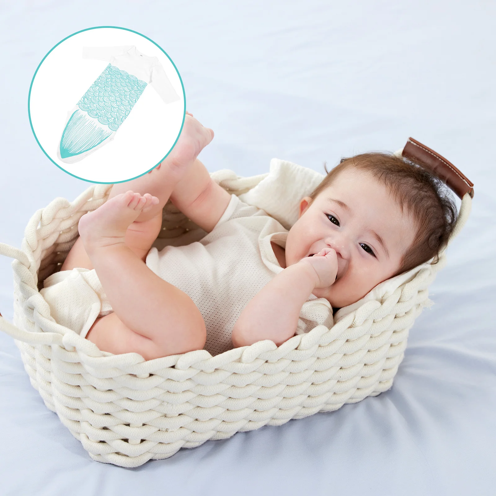 0-6month Baby Mermaid Tail Blanket Knitted Sleeping Bag Crochet Snuggle Blanket for Kids Cozy Use 0-6month Baby Sleeping Bag