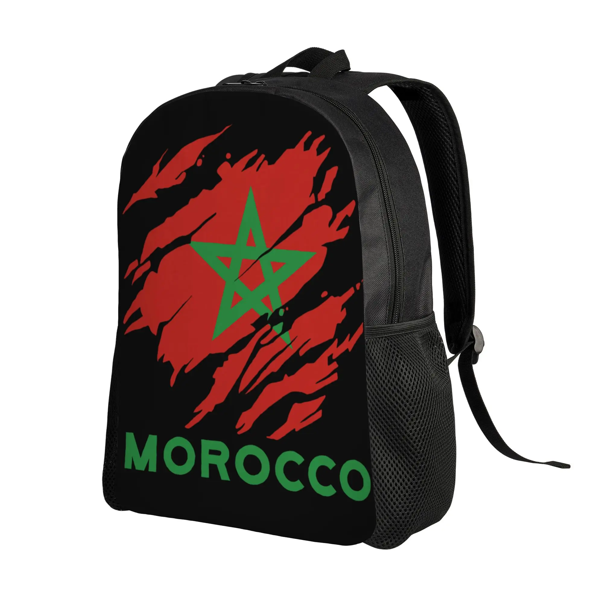 Morocco with Moroccan Flag Backpack  Cool Backpacks Men Camping Print High School Bags Custom Rucksack