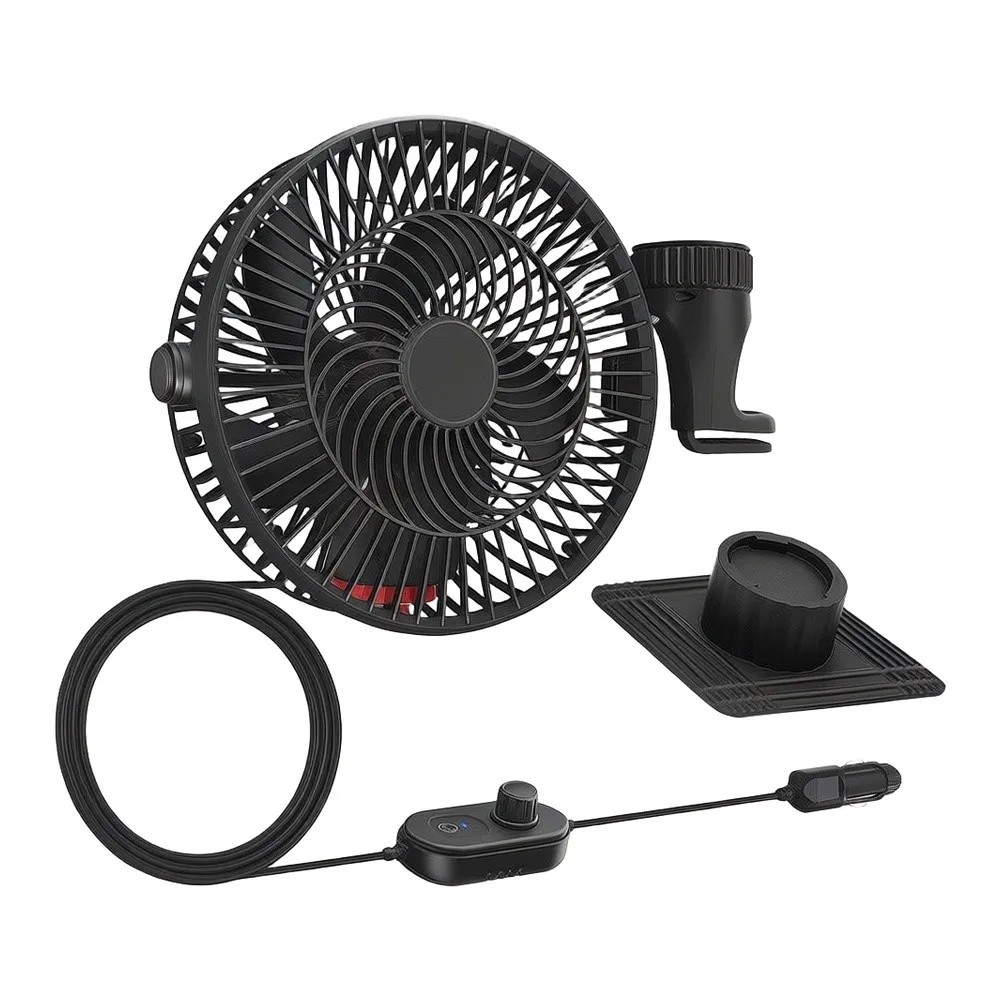 12V24V Car Electric Rotation Fan Large Truck Cab Special Strong Cooling Silent Electric Fan Roof-mounted Ceiling Fan