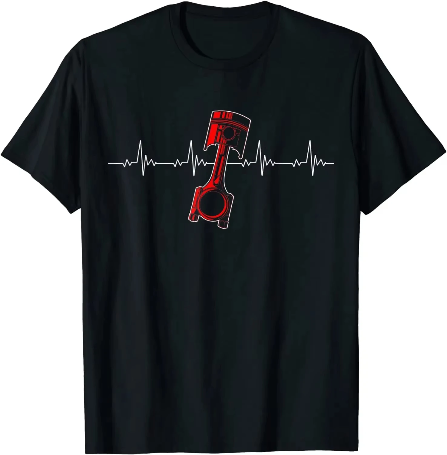 Mechanical Piston Heartbeat Graphic Tee Unisex Car Mechanic Drag Racer Gift Y2K Personalized Summer Streetwear Tops