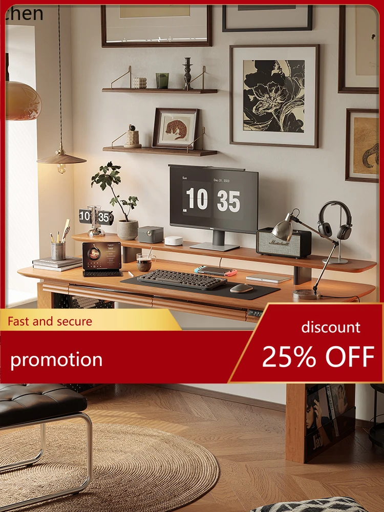 

ZML Adjustable Desk Solid Wood Desk Home Small Apartment Computer Desk Smart Electric Workbench