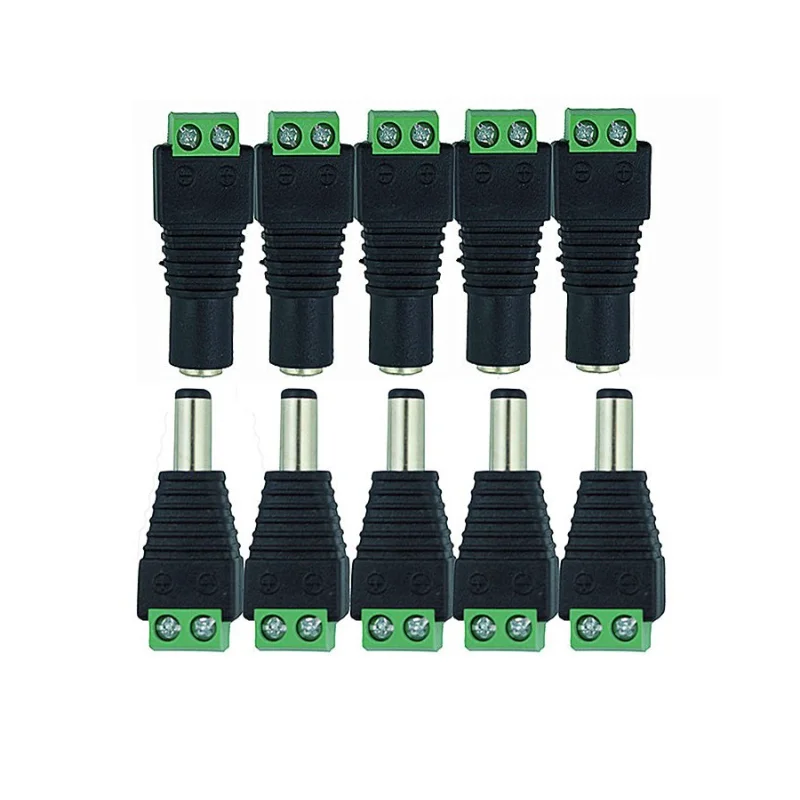 Enchufe de CC para cámara CCTV, Cable de alimentación de CC de 5,5mm X 2,1mm, conector hembra, adaptador Jack de 5,5X2,1mm a la conexión de tira de luz LED