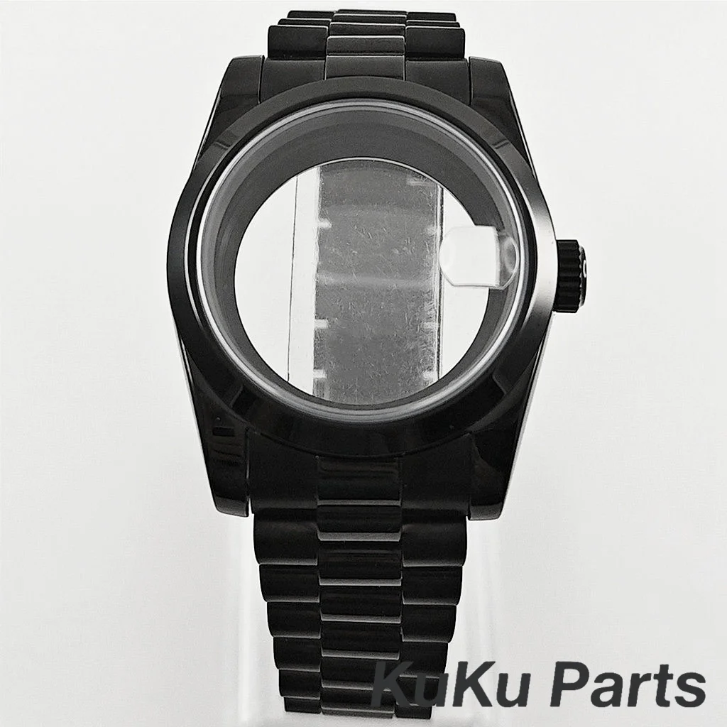 NH35 PVD الأسود 36 مللي متر/40 مللي متر الرئاسية سوار الياقوت ساعة كريستال الحال بالنسبة NH34 NH35 NH36 NH38 NH70 PT5000 ETA2824 حركة