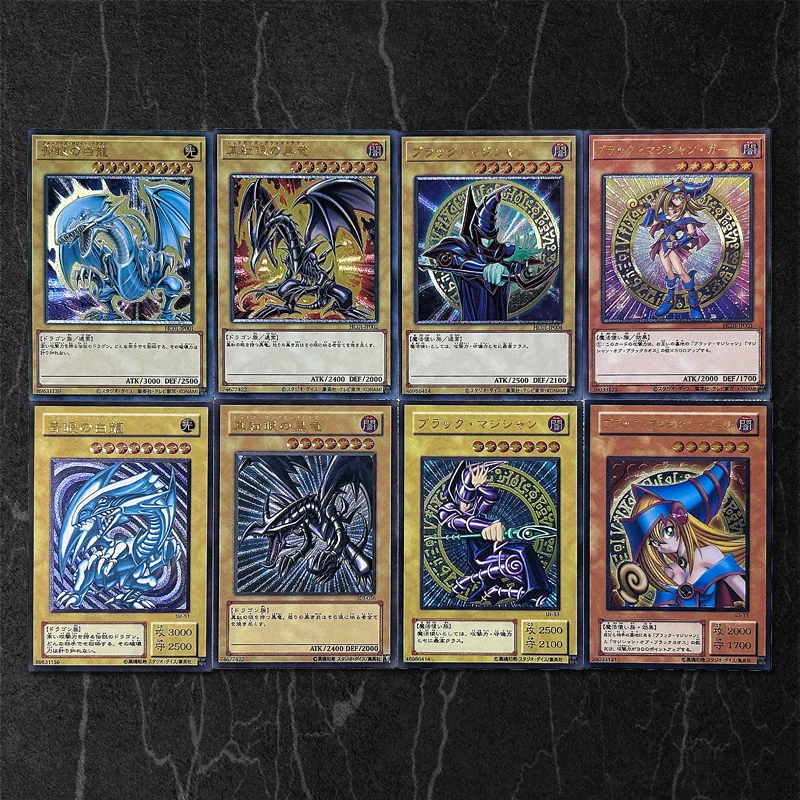 Karty Yu Gi Oh Japońskie Niebieskie Oczy Biały Smok Ciemny Magik Dziewczyna DIY Flash Tekstura ACG Anime Gra Hobby Kolekcja Kart