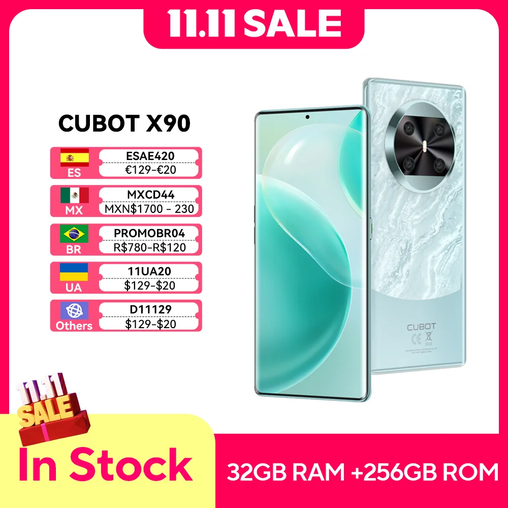 [NEW] CUBOT Android Smartphone X90, 6.67" AMOLED Curved 120Hz Display, 32GB RAM (16GB+16GB), 256GB ROM, Helio G99, NFC, 100MP