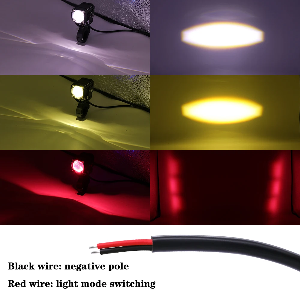 Motorcycle LED Auxiliary Headlight Spotlight Dual Color White Yellow Hi/Lo Beam Bright Driving Fog Light Waterproof Universal image 5