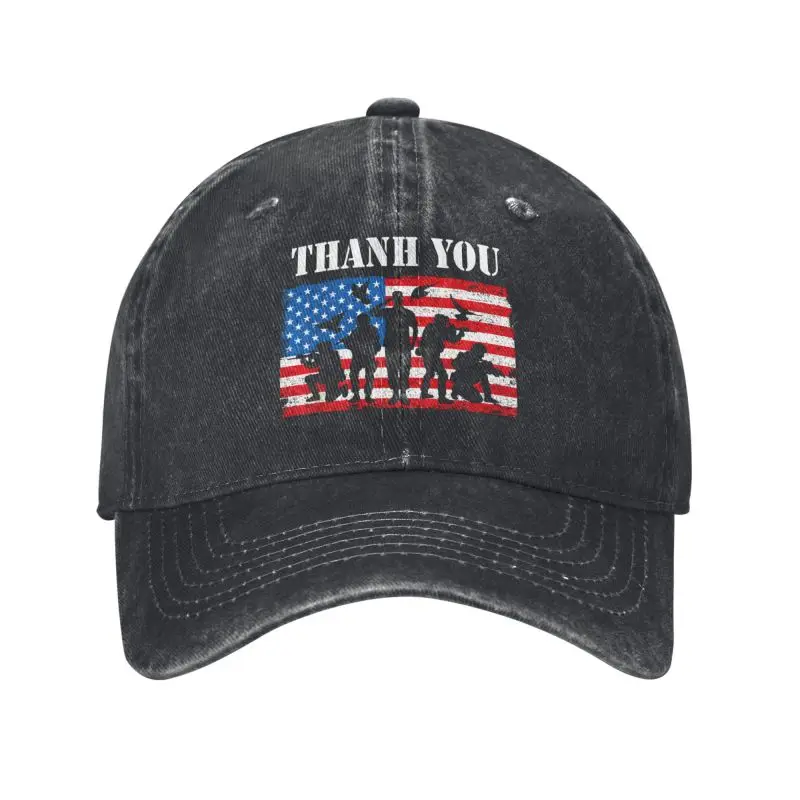 Custom Classic Cotton Thank You Memorial Day Veteran Flag American Baseball Cap Women Men Adjustable Unisex Dad Hat Hip Hop