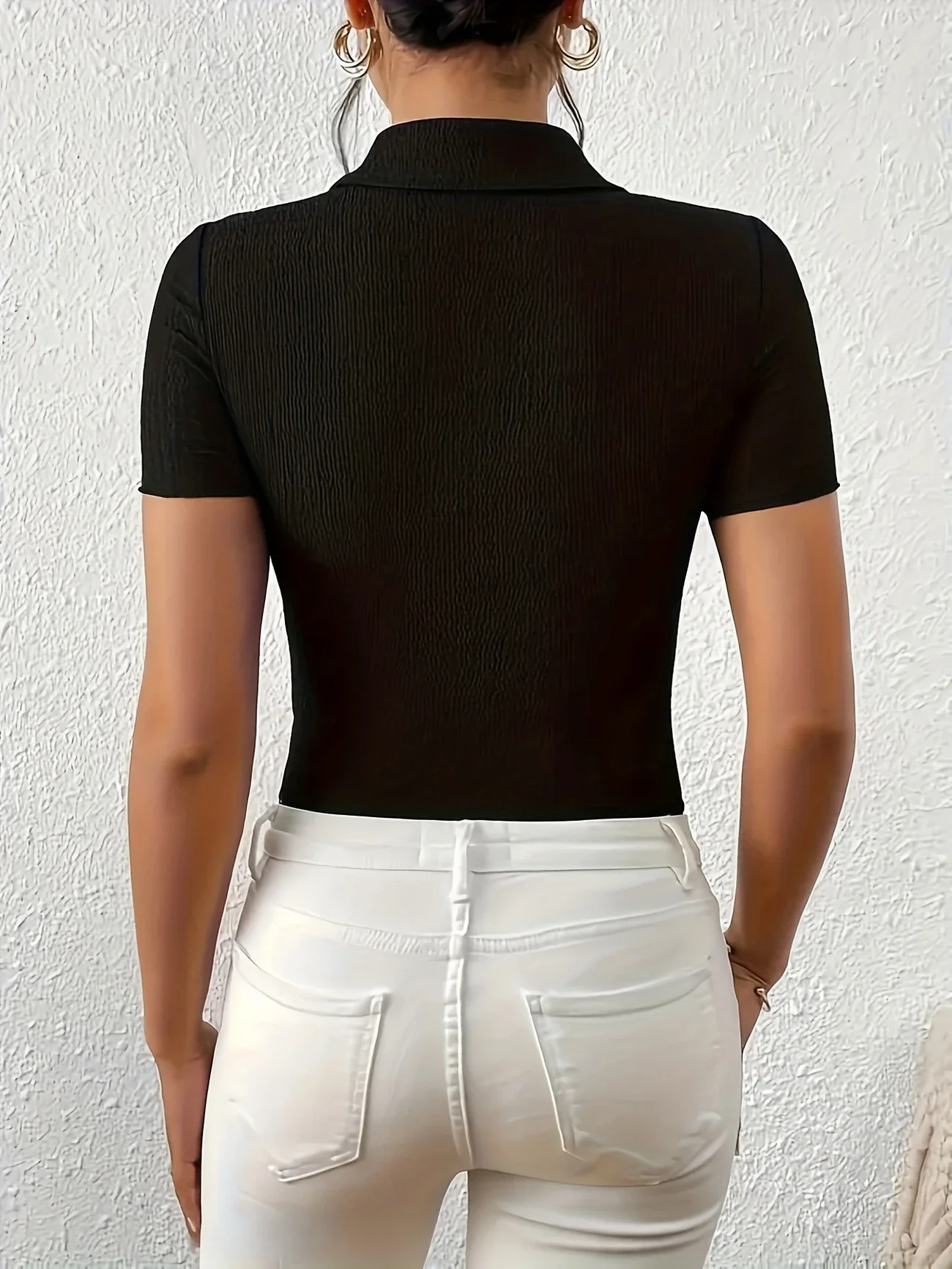 حجم كبير 1XL-5XL بلوزة الصيف النسائية الأنيقة الخامس الرقبة مع أزرار القلب السيدات بلوزات عادية بلون قميص