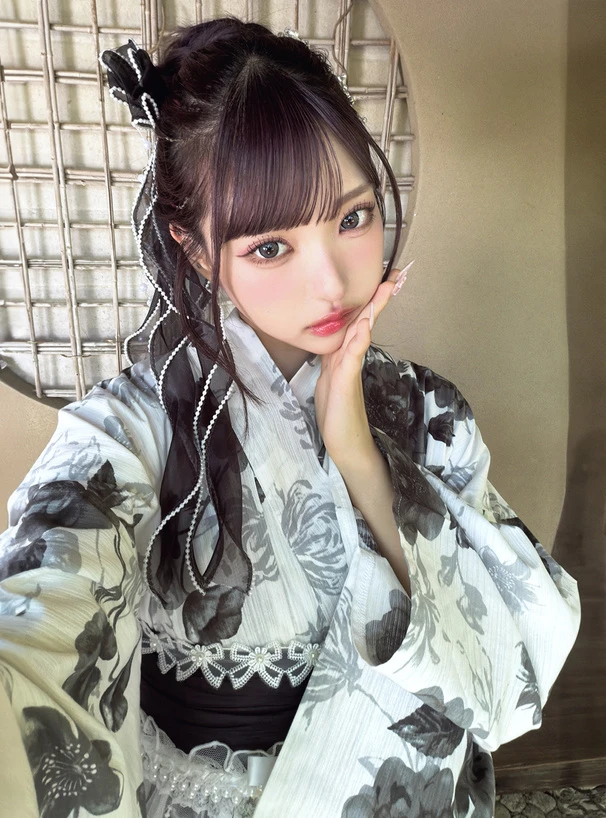 Traditional Japanese Kimono Style Cotton Bathrobe Two-Piece Set for Photography Fireworks Festival Women's Ethnic Wear