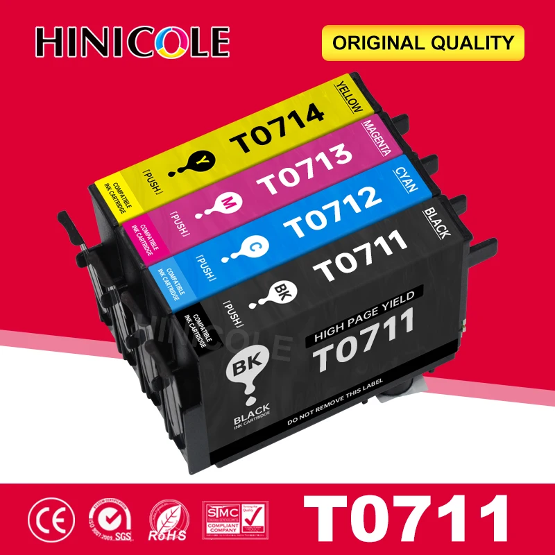 T0711 Multipack Ink Cartridges For Epson T0711 T0712 T0713 T0714 4 Colors Easy to use water resistance Printer Ink Cartridge