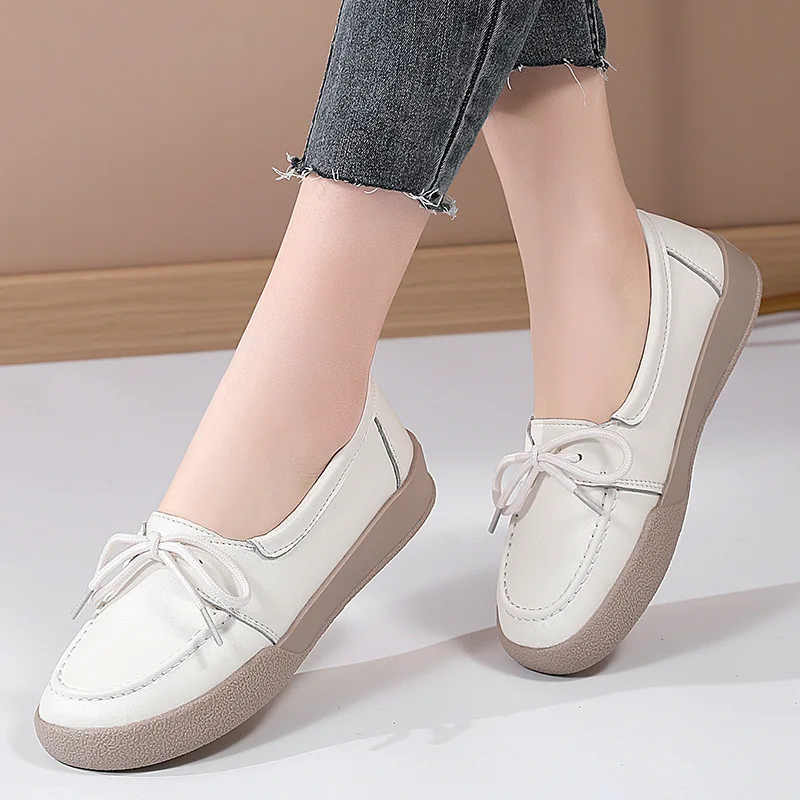 

Новые женские туфли Мэри Джейн из натуральной кожи, весна-лето, в корейском стиле, модные, на плоской подошве, с нескользящей подошвой из тенсона, удобные, низкие.