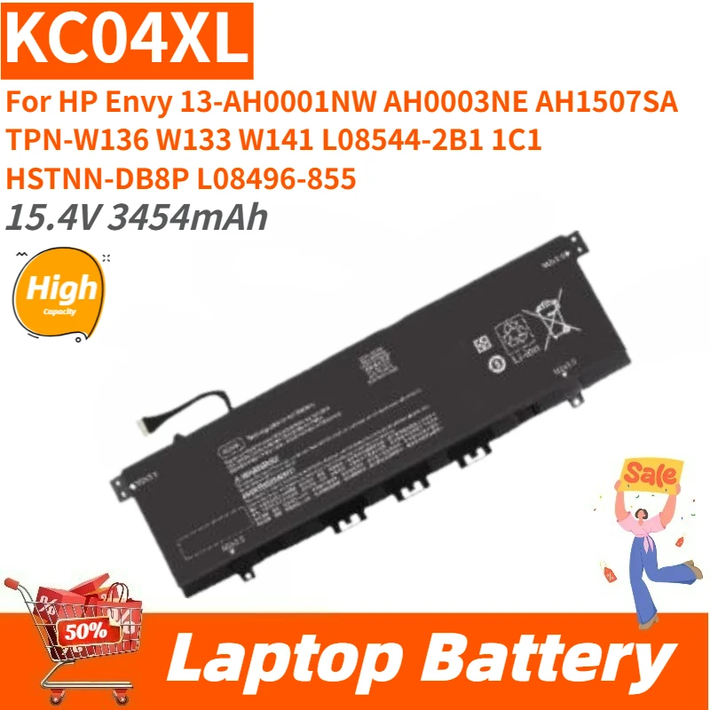 

KC04XL Laptop Battery 15.4V 3454mAh For HP Envy TPN-W136 W133 W141 13-AH0001NW AH0003NE AH1507SA L08544-2B1 New High Quality
