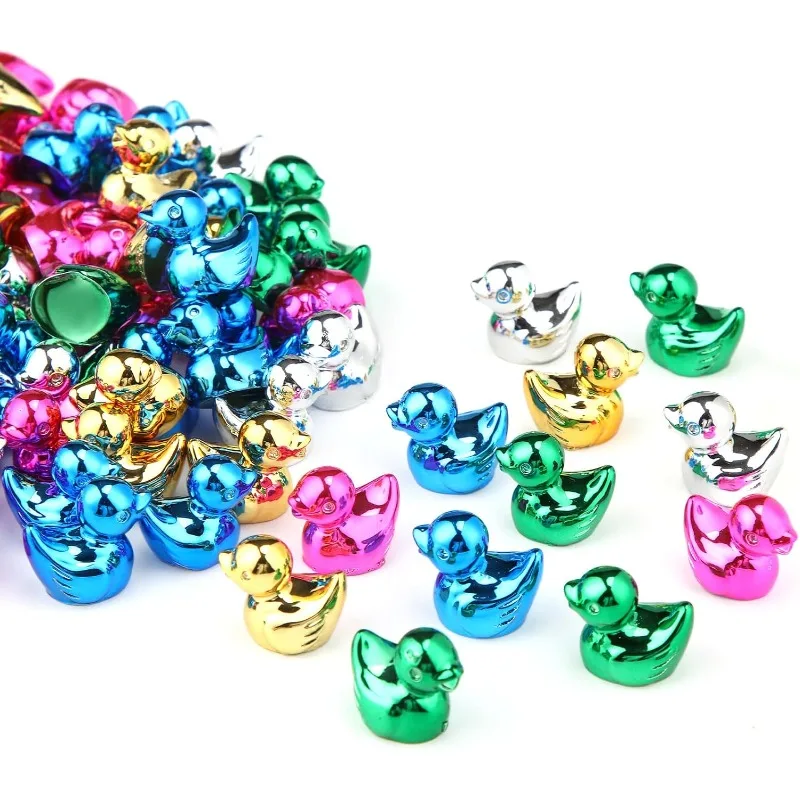 30/50pcs Mini Multi-color Electroplate Ducks Miniatures Tiny Animal Figures for Micro Landscape Home DIY Craft Project Decor