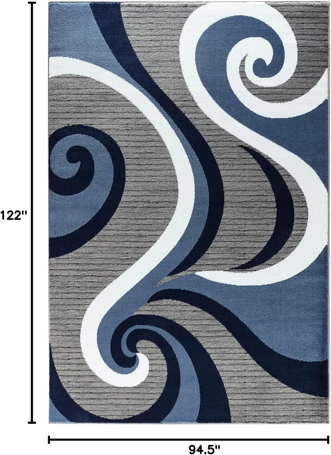 Modern Area Rug Swirls Carpet Bedroom Living Room Contemporary Dining Accent Sevilla Collection 4817A (Navy, 8x10)