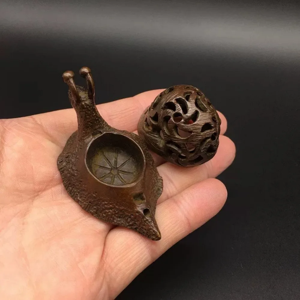 Handmade Solid Brass Snail Incense Burner Tea Pet Mini Multifunctional Censer Incense Holder Desk Gift