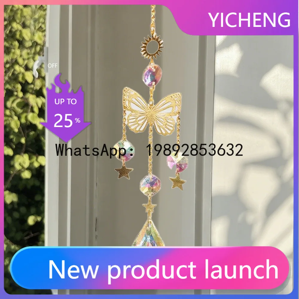 

FL Flame Moon Stars Crystal Wind Chimes Planet Window Decoration Holiday Gifts