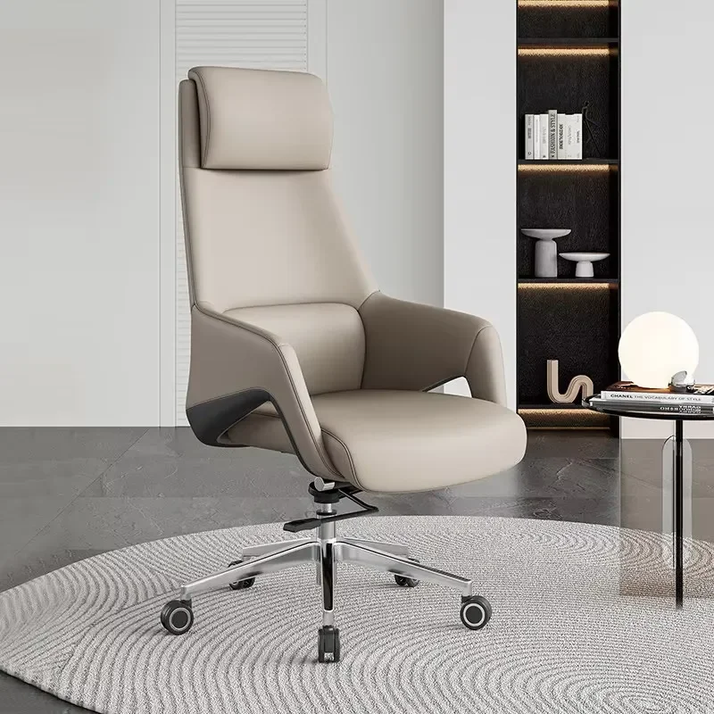 Ergonomic PU Leather Office Chair High Back Executive Swivel Computer Desk Seat with Wheels Luxury Manager Home Furniture