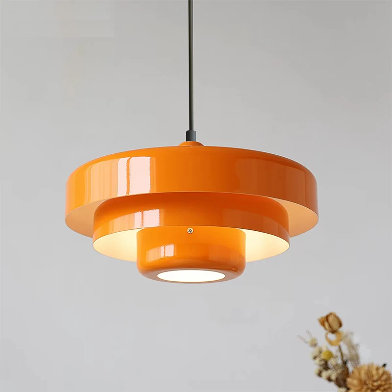 Medieval Retro Orange Pendant Lamp Dining Room Restaurant Home Decor LED Ceiling Chandelier Lighting for Cafe Bar Hanging Lights