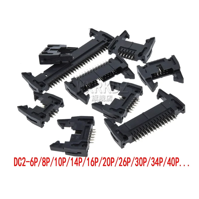 

10pcs DC2 6/810/16/20/26/34/40 50P 60 6PIN 2.54MM pitch MALE SOCKET straight/Right angle idc2 box headers CONNECTOR FOR FC Cable