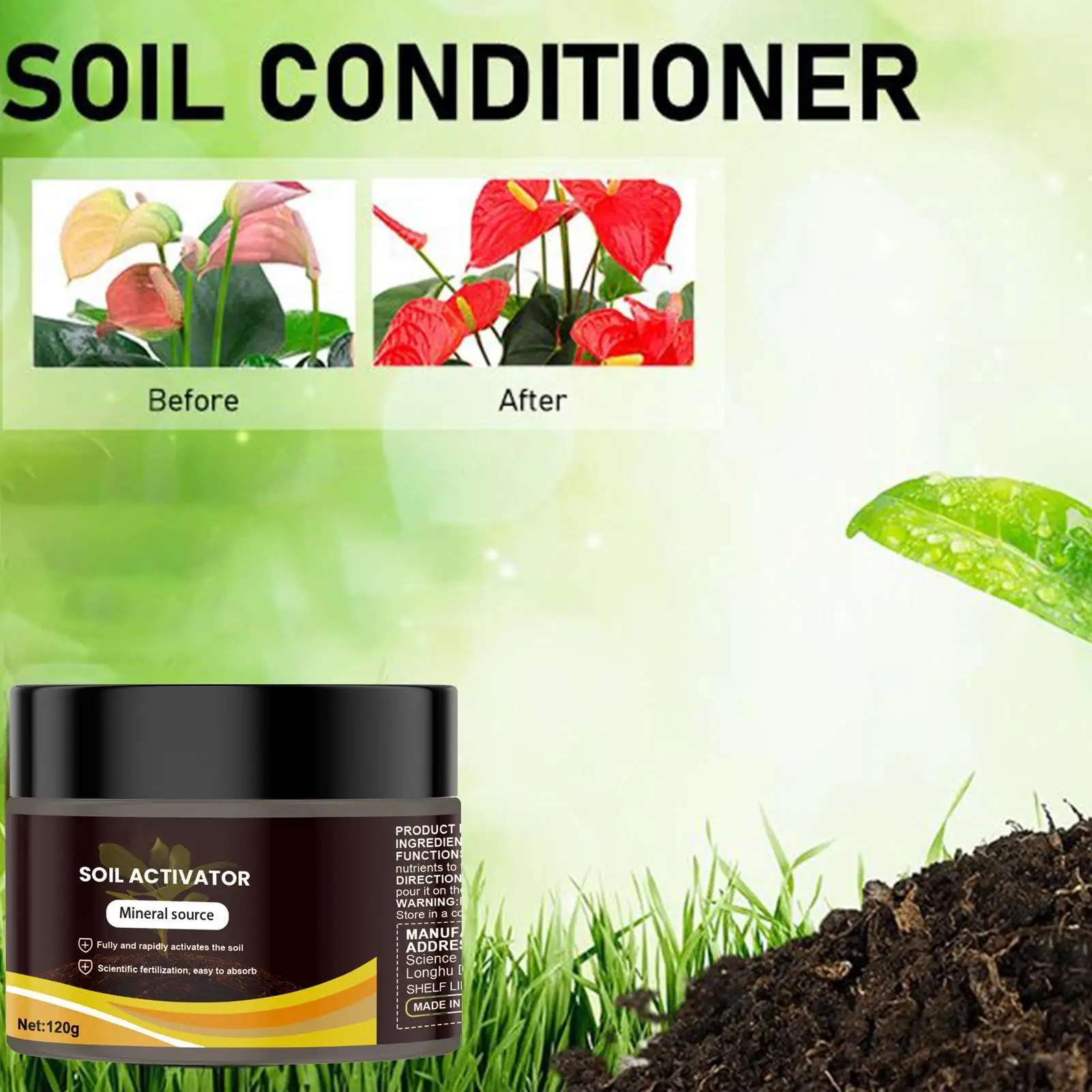 120g Soil Conditioner & Activator Boosts Nutrient Absorption Reduces Salt Buildup Improves Soil Structure for Lawn Garden Farm