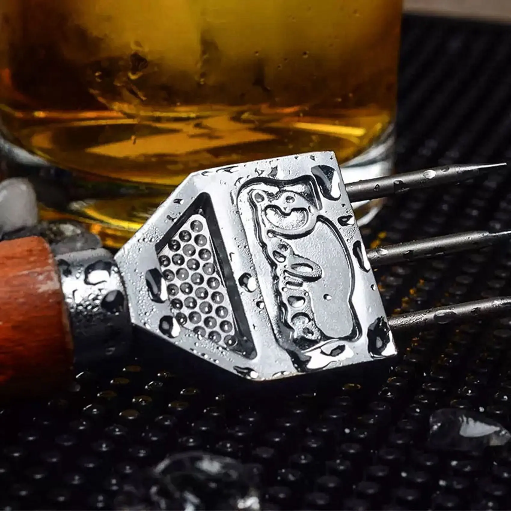 MOPHE-2X Ice Pick - Sturdy Ice Chipper With Solid Wood Handle,Three Pronged Ice Crusher For Cocktail Bartender