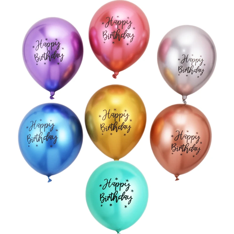 

Printed Happybirthday Metallic Birthday Party Decoration 12 Inch 2.8g Chrome Latex Balloon