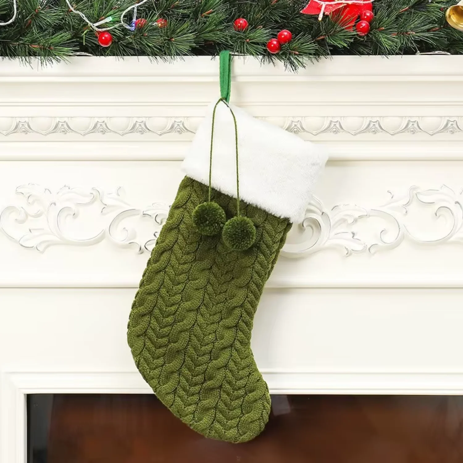 Hot sale Christmas tree Hanging Plush Fur Knitted Xmas Socks Decoration Stocking - Bulk Wholesale