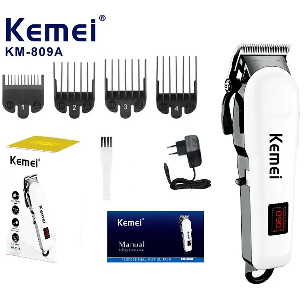 

Профессиональная беспроводная электрическая машинка для стрижки волос Kemei KM-809A, перезаряжаемая, для парикмахерских и салонов, для мужчин.