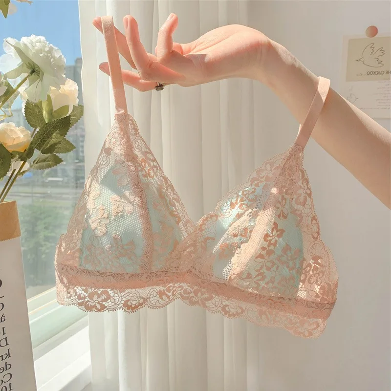 

French Summer Ultra Thin Large Chest Display Small Bra Underwear For Women Small Chest Gathering Without Steel Ring Cup