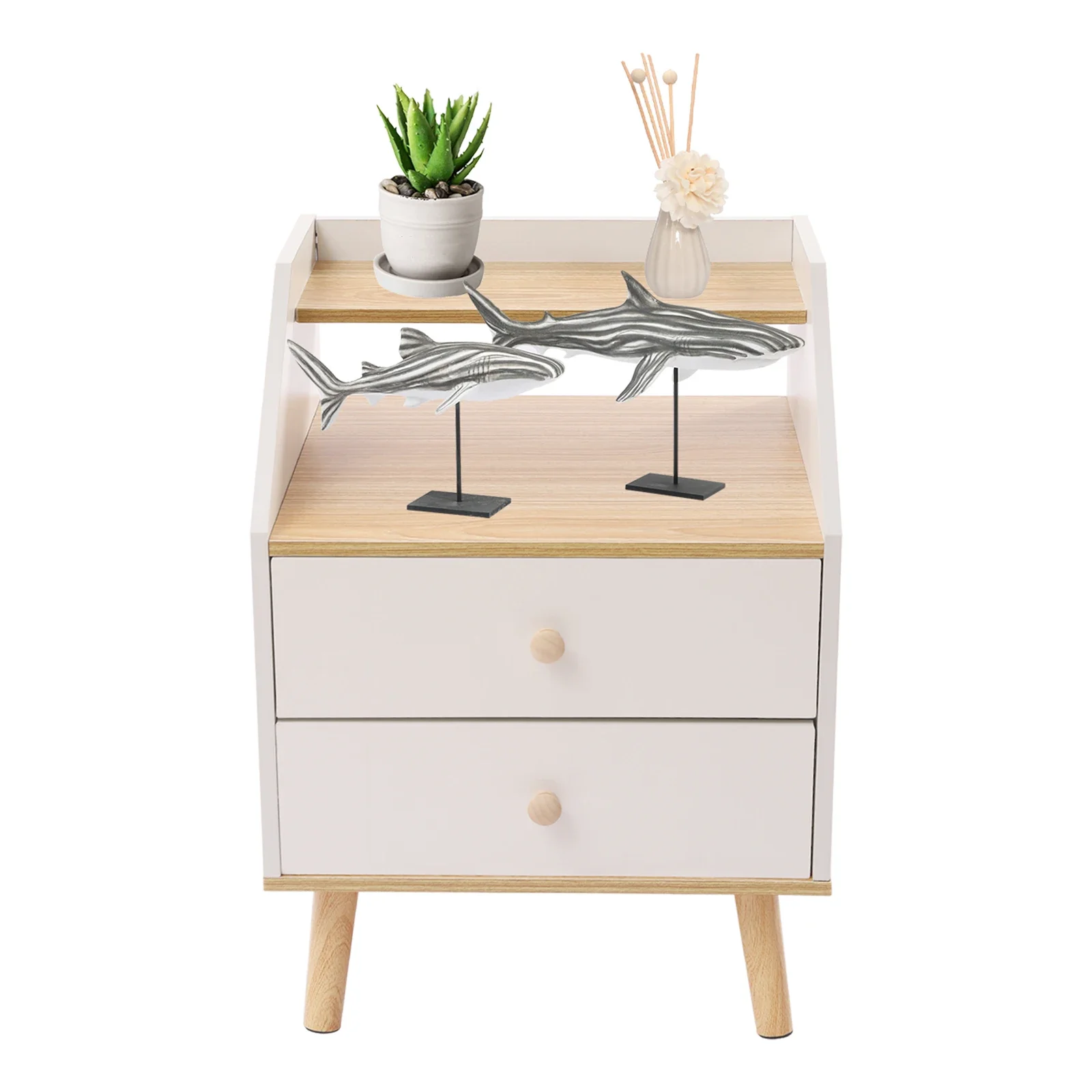 

Nightstand/Night Stands/Bedside Table/Side Table/End Table,With A Pure White Finish Providing A Chic