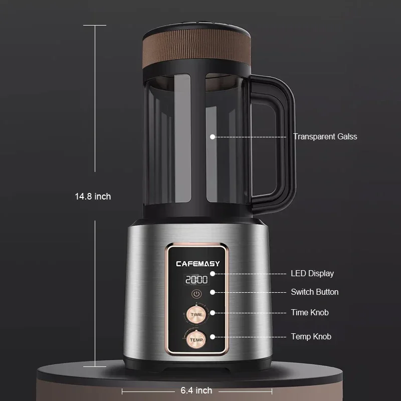 Cafemasy-Mini tostador de aire eléctrico para el hogar, máquina de café para granos de café, Control de temperatura, tostadora de Café