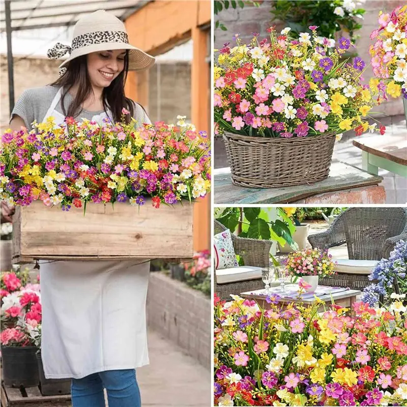 Artificial Flowers For Outdoors,36 Bundles Artificial Plants Outdoor, Fake Flowers, UV Resistant Faux Plants, Outdoor-ABPP