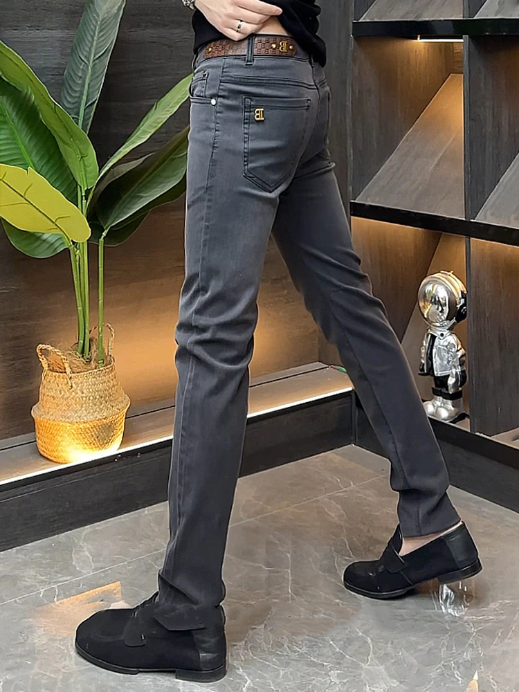 

Мужские джинсы Faionable Slim Fit 2025: Новинка, европейский стиль, простота и роскошь, повседневные длинные брюки для молодежи, тренд сезона